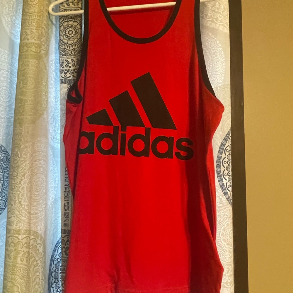 Adidas Red Sleeveless Top with Black Logo